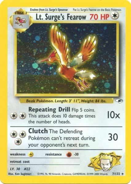 Lt. Surge's Fearow 007  - Holofoil Gym Heroes - Holo Rare