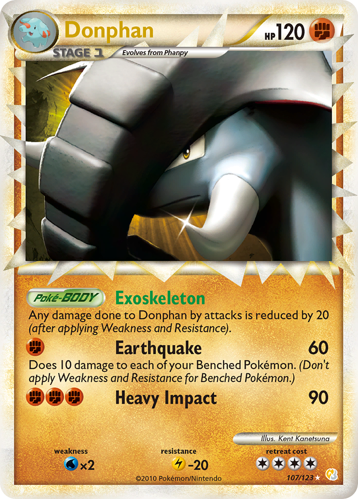 Donphan (Prime) 107  - Holofoil HeartGold SoulSilver - Ultra Rare
