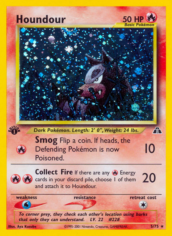 Houndour (5)  - 1st Edition Holofoil Neo Discovery - Holo Rare