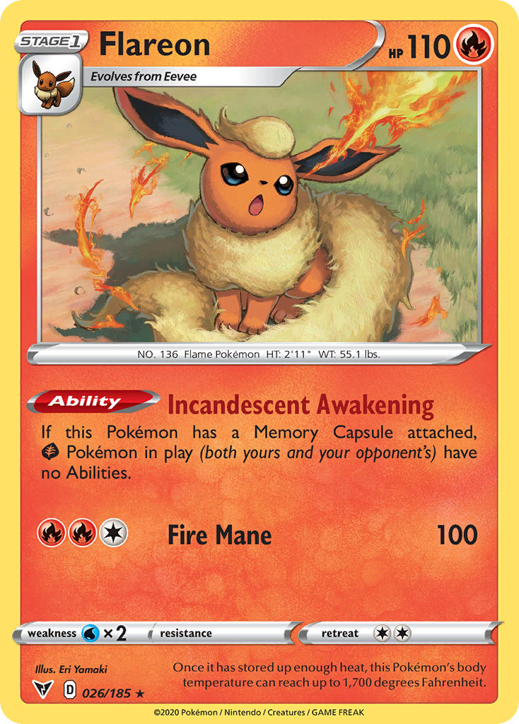 Flareon 026  SWSH04 Vivid Voltage - Rare