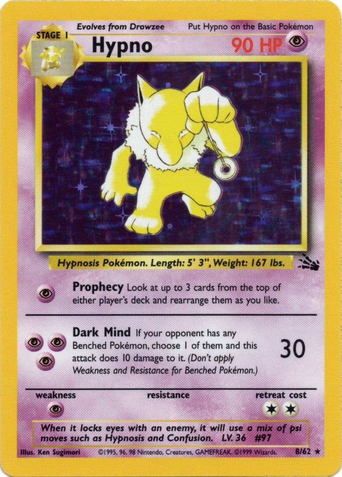 Hypno (8) 008  - 1st Edition Holofoil Fossil - Holo Rare