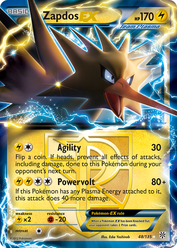 Zapdos EX (Team Plasma) 048  - Holofoil Plasma Storm - Ultra Rare