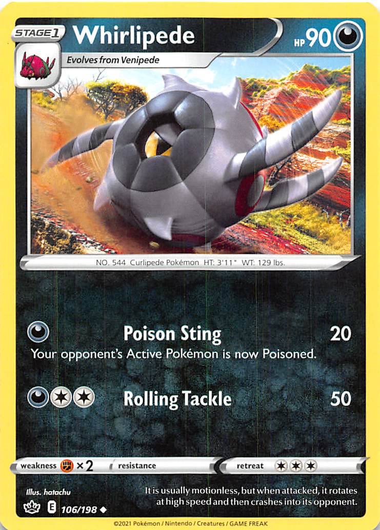 Whirlipede 106  SWSH06 Chilling Reign - Uncommon