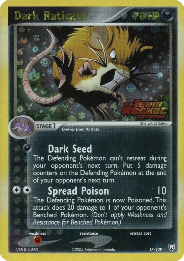 Dark Raticate 017  - Reverse Holofoil Team Rocket Returns - Rare