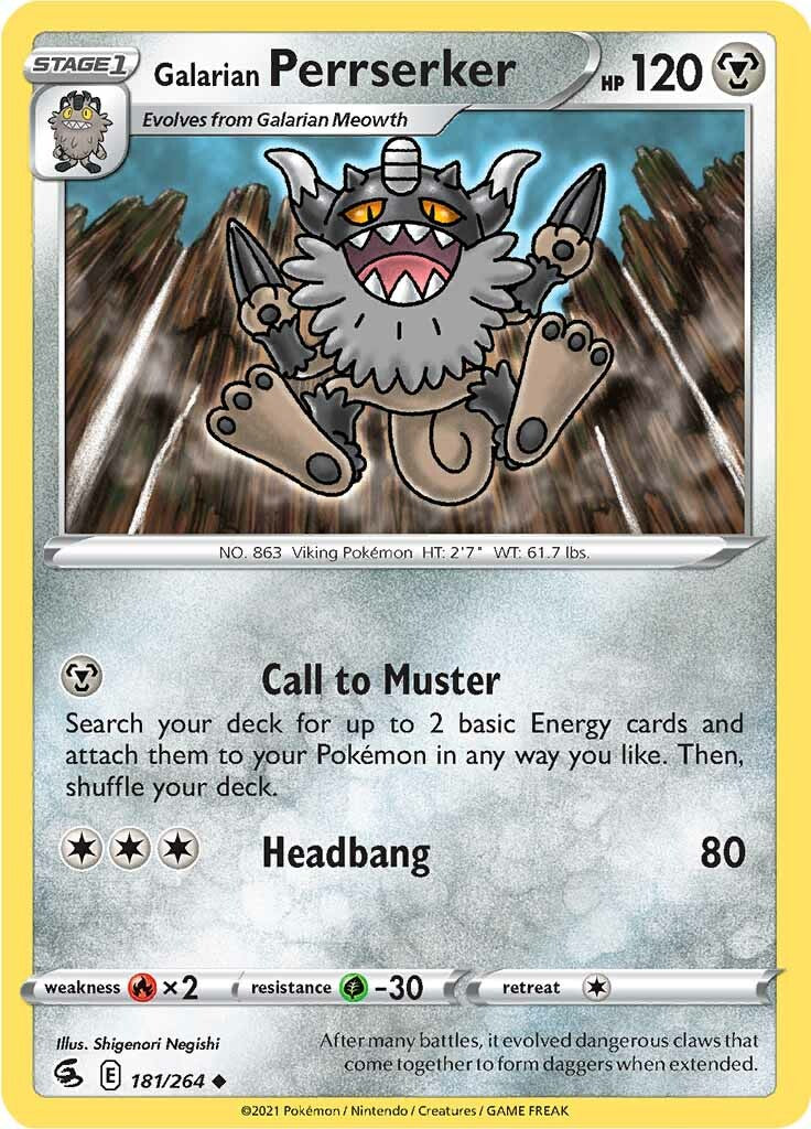 Galarian Perrserker 181  SWSH08 Fusion Strike - Uncommon