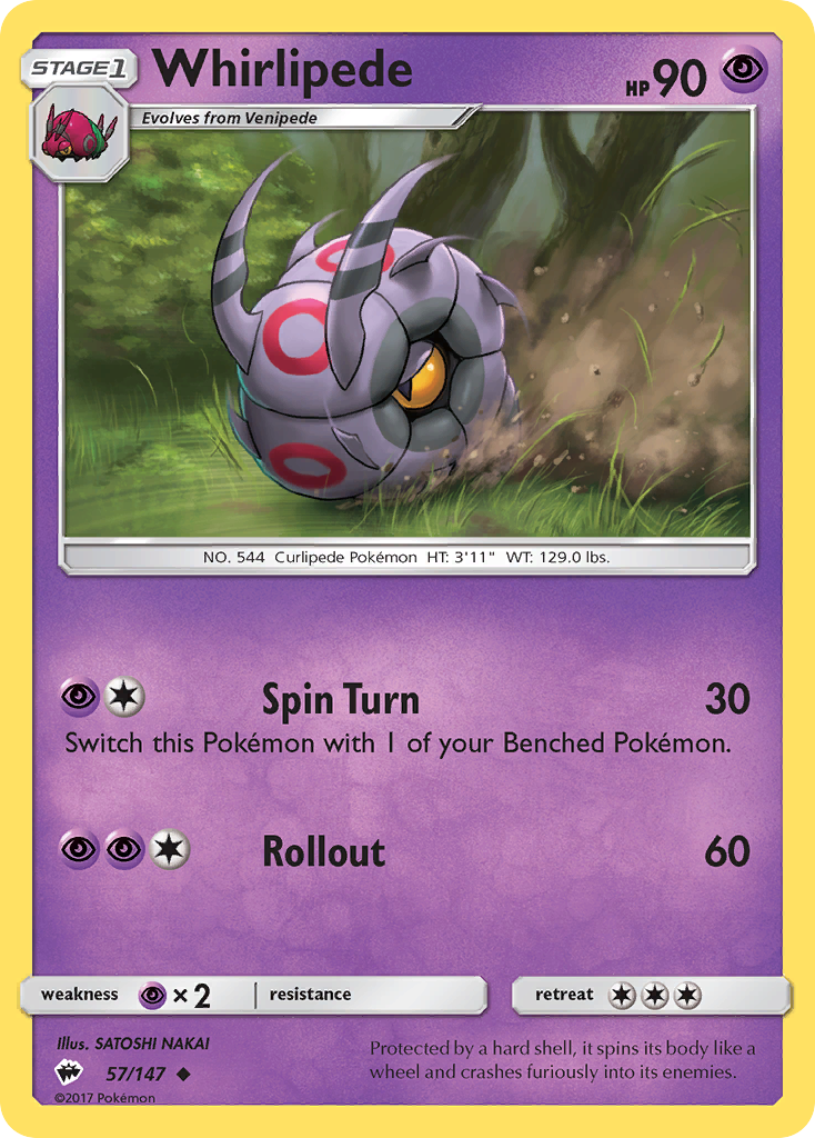 Whirlipede 057/147  SM  Burning Shadows - Uncommon