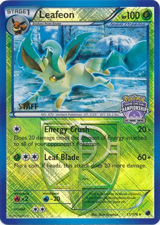 Leafeon - 11/116 (State Championships) [Staff]/116  - Reverse Holofoil League & Championship Cards - Promo