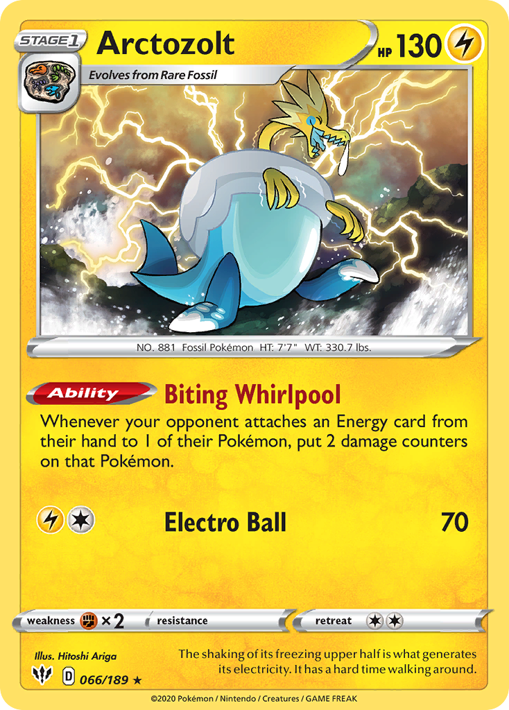 Arctozolt 066  - Holofoil SWSH03 Darkness Ablaze - Holo Rare