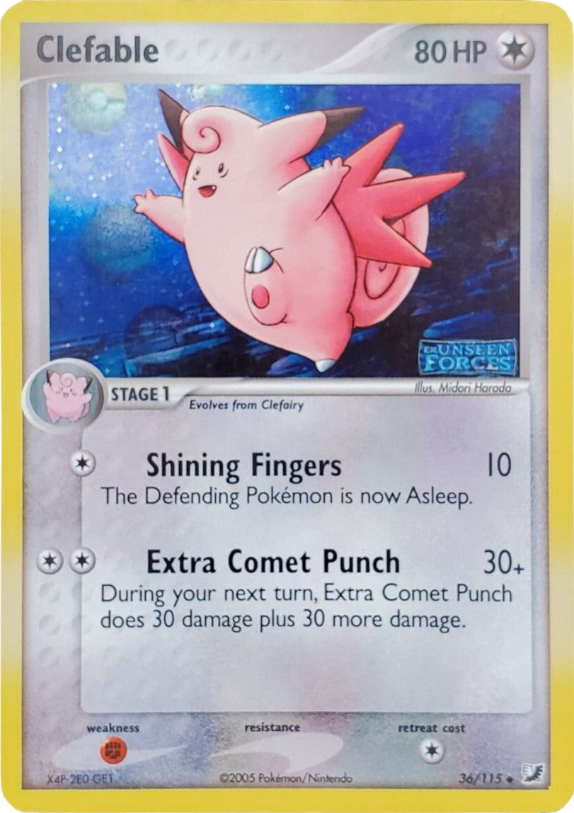 Clefable  - Reverse Holofoil Unseen Forces - Uncommon
