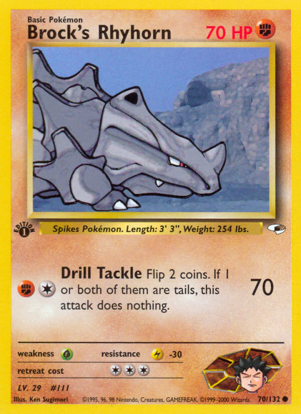 Brock's Rhyhorn (70) 070  - 1st Edition Gym Heroes - Common