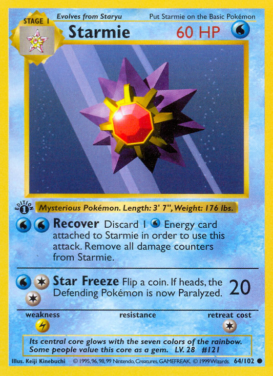 Starmie 064/102  - 1st Edition Base Set Shadowless - Common