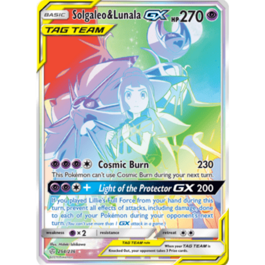 Solgaleo & Lunala GX (Secret) 254  - Holofoil SM  Cosmic Eclipse - Secret Rare