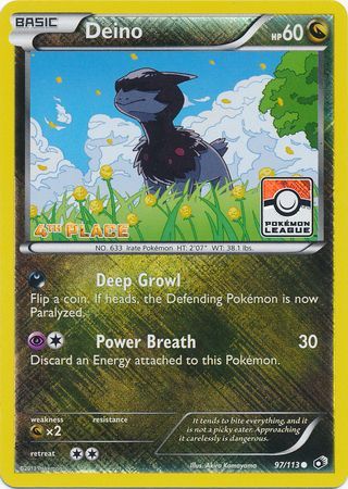 Deino - 97/113 (Pokemon League) [4th Place]/113  - Reverse Holofoil League & Championship Cards - Promo
