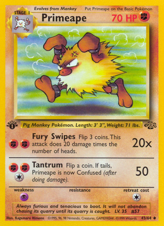 Primeape 043/64  - 1st Edition Jungle - Uncommon