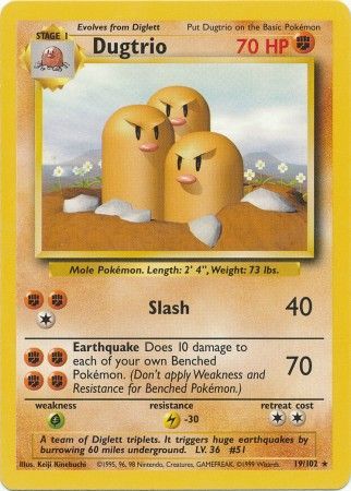 Dugtrio 019/102  Base Set - Rare