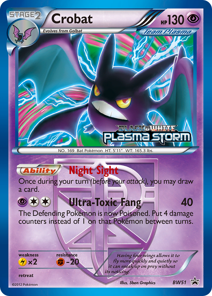 Crobat - BW51 (Team Plasma) (Prerelease)  - Holofoil Black and White Promos - Promo