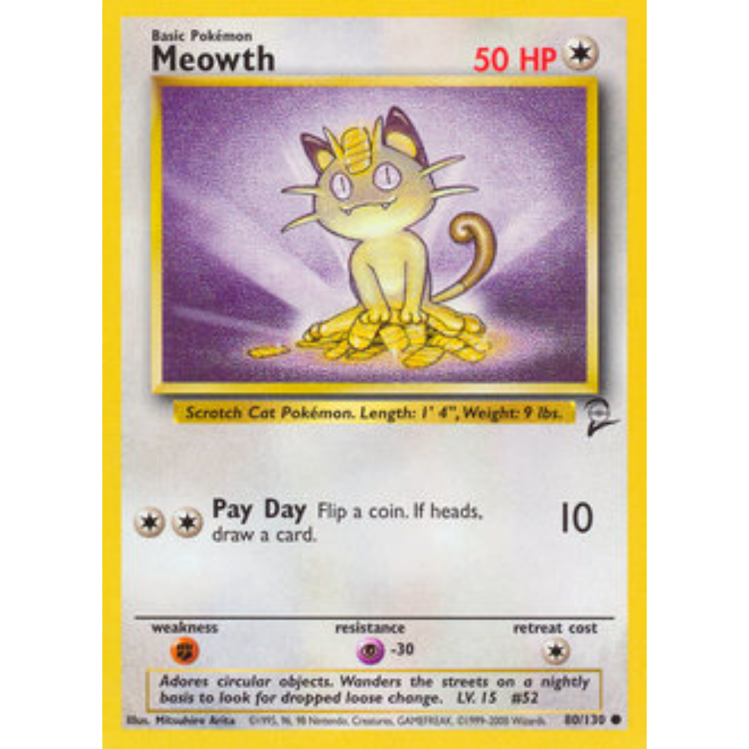 Meowth 080  Base Set 2 - Common