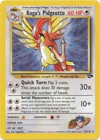 Koga's Pidgeotto 027  - Unlimited Gym Challenge - Rare