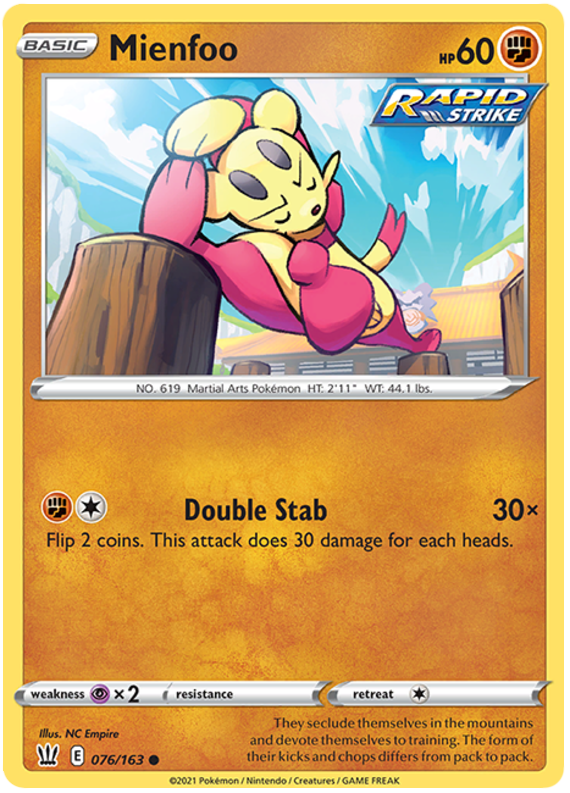 Mienfoo 076  SWSH05 Battle Styles - Common