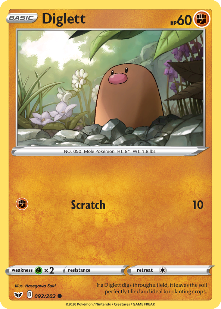 Diglett 092  SWSH01 Sword & Shield Base Set - Common