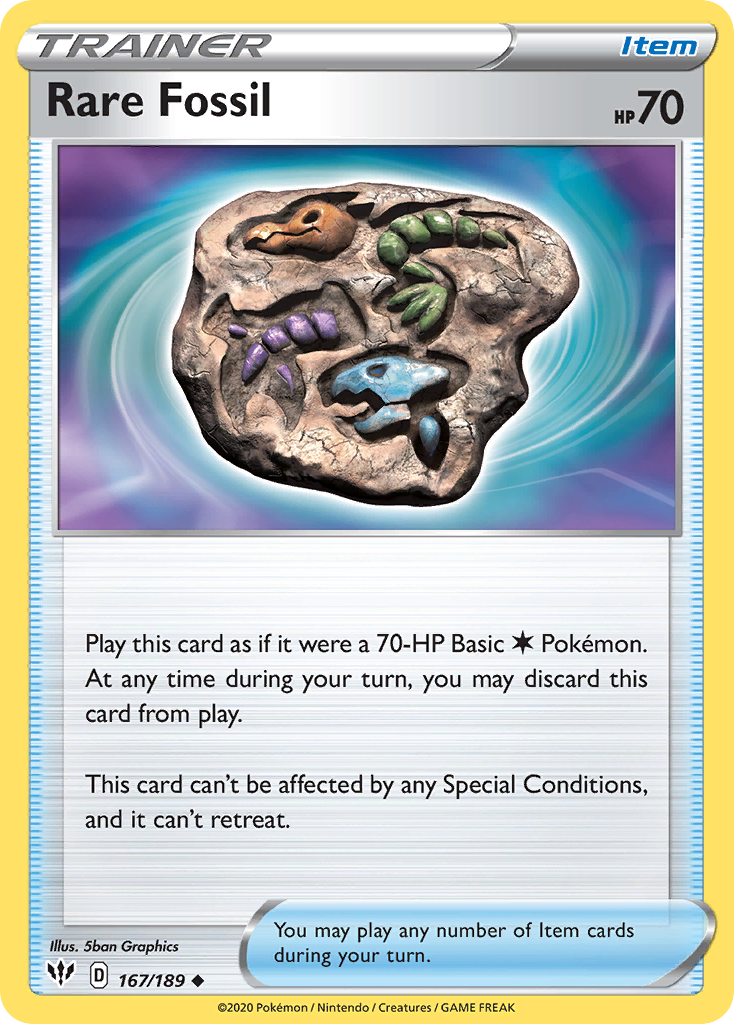 Rare Fossil 167  SWSH03 Darkness Ablaze - Uncommon