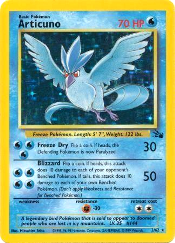 Articuno (2) 002  - 1st Edition Holofoil Fossil - Holo Rare