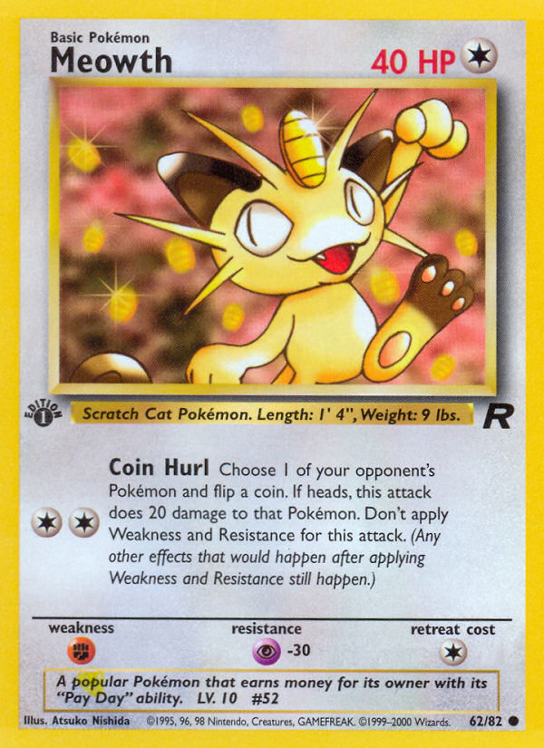 Meowth 062  - 1st Edition Team Rocket - Common