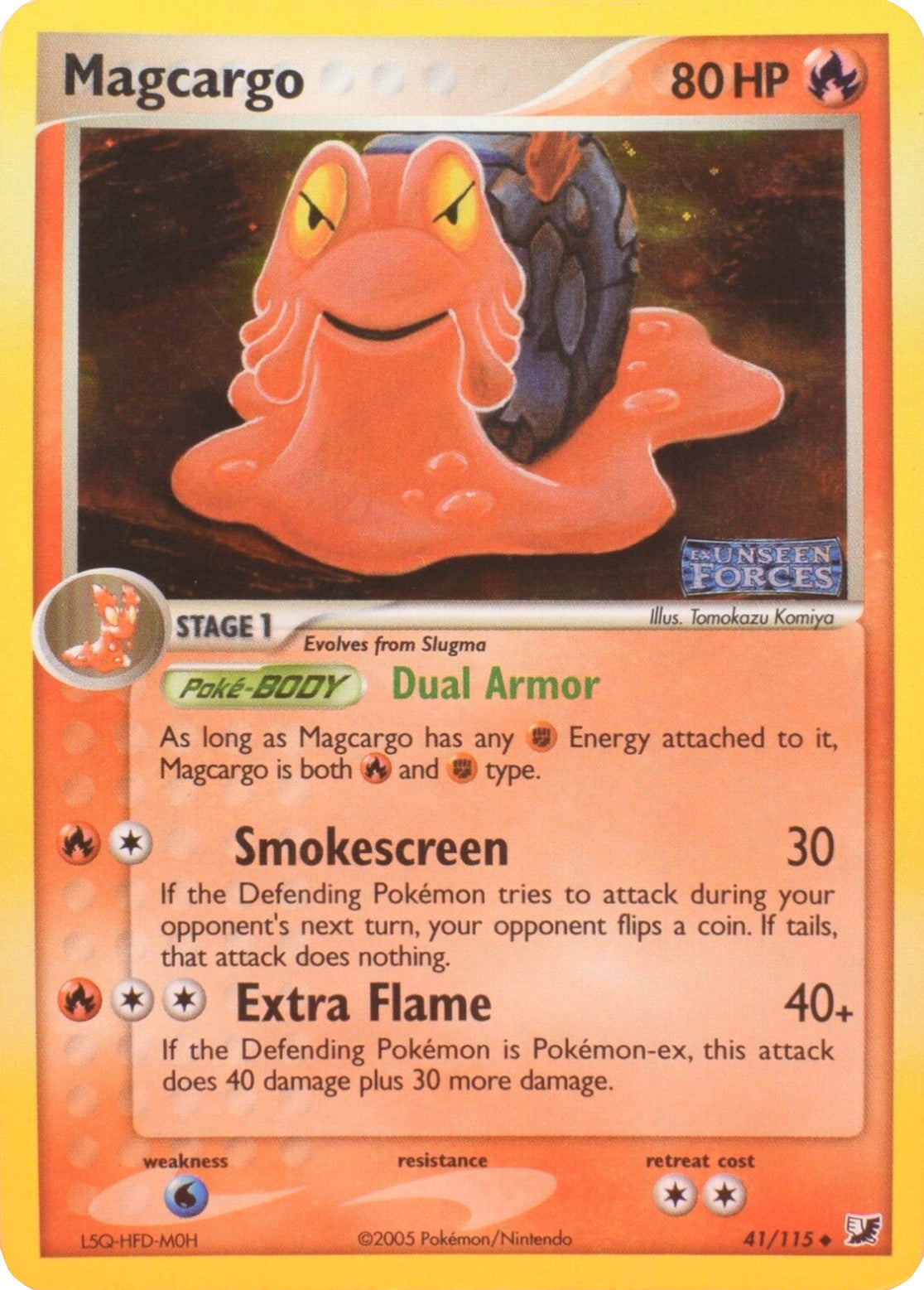 Magcargo  - Reverse Holofoil Unseen Forces - Uncommon