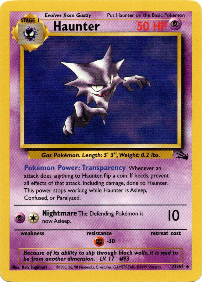 Haunter (21) 021  - Unlimited Fossil - Rare
