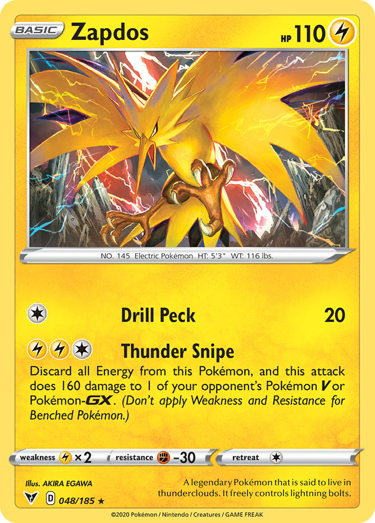 Zapdos 048  - Holofoil SWSH04 Vivid Voltage - Holo Rare