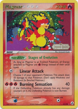 Magmar  - Reverse Holofoil Legend Maker - Rare