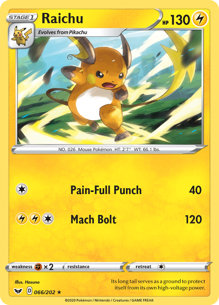 Raichu 066  SWSH01 Sword & Shield Base Set - Rare