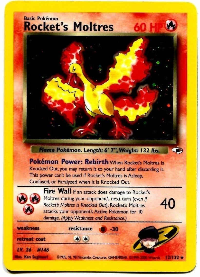 Rocket's Moltres 012  Gym Heroes - Holo Rare