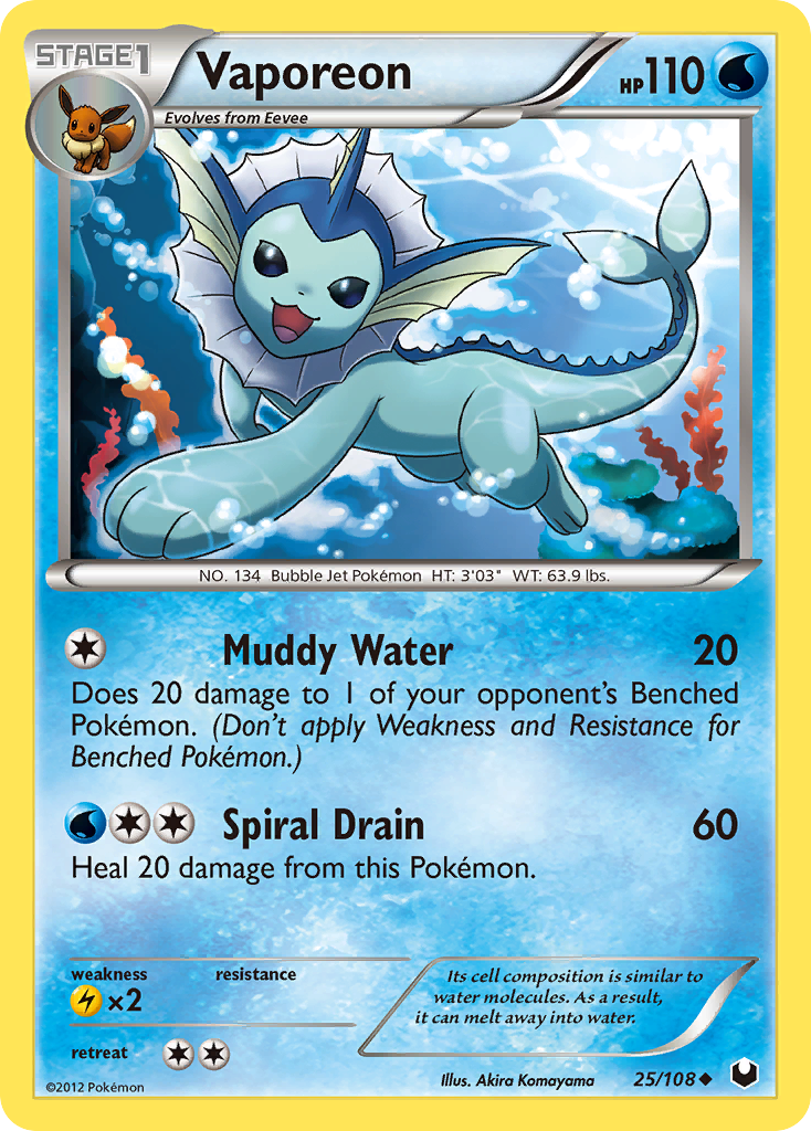 Vaporeon 025/108  Dark Explorers - Uncommon
