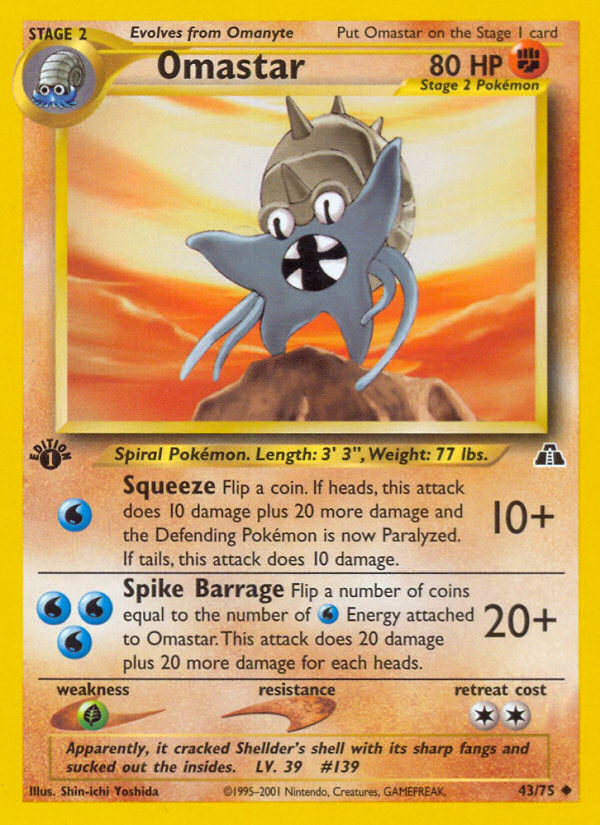 Omastar 043  - 1st Edition Neo Discovery - Uncommon