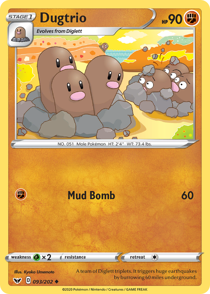 Dugtrio 093  SWSH01 Sword & Shield Base Set - Uncommon