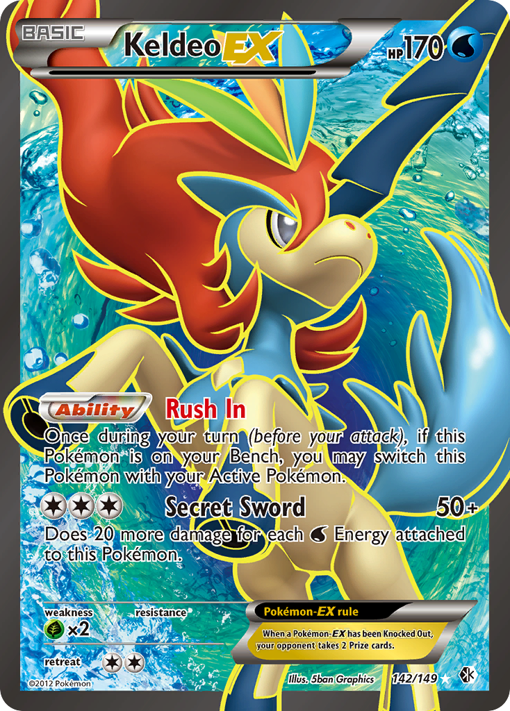Keldeo EX (142 Full Art)  - Holofoil Boundaries Crossed - Ultra Rare