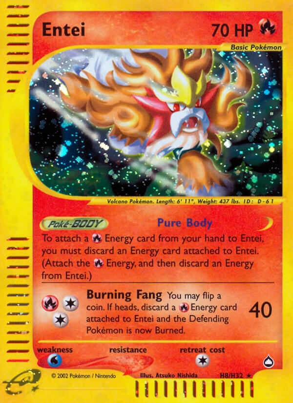 Entei (H8) 0H8  - Holofoil Aquapolis - Holo Rare
