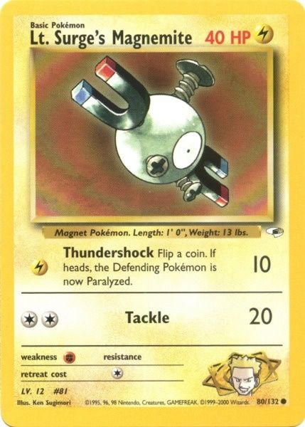 Lt. Surge's Magnemite (80) 080  - Unlimited Gym Heroes - Common