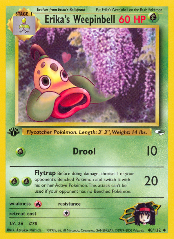 Erika's Weepinbell (48) 048  - 1st Edition Gym Heroes - Uncommon