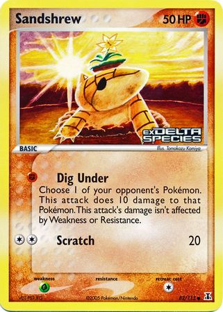 Sandshrew 082  - Reverse Holofoil Delta Species - Common