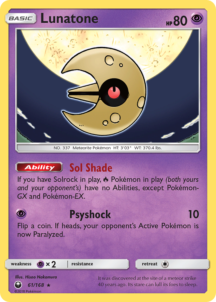 Lunatone  - Holofoil SM  Celestial Storm - Holo Rare