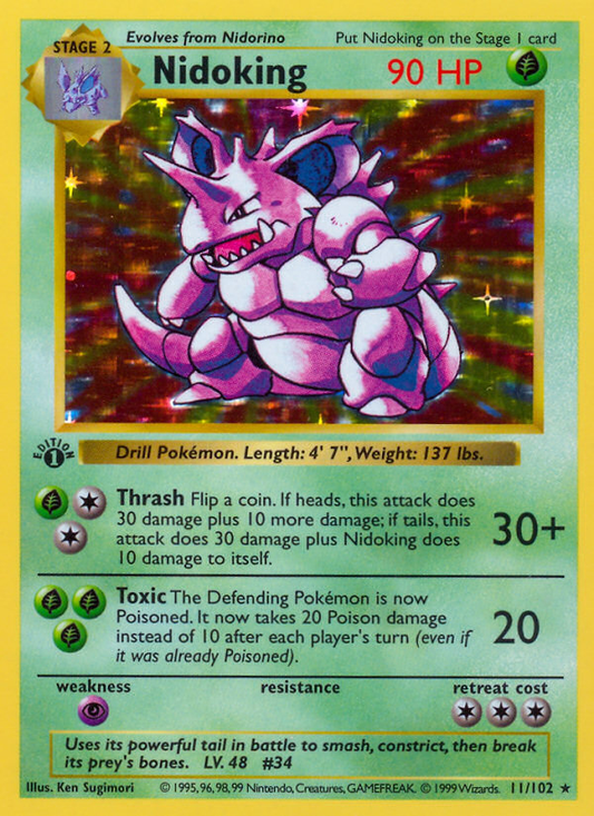 Nidoking 011/102  - 1st Edition Holofoil Base Set Shadowless - Holo Rare