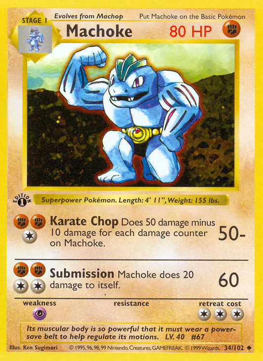 Machoke 034/102  - 1st Edition Base Set Shadowless - Uncommon