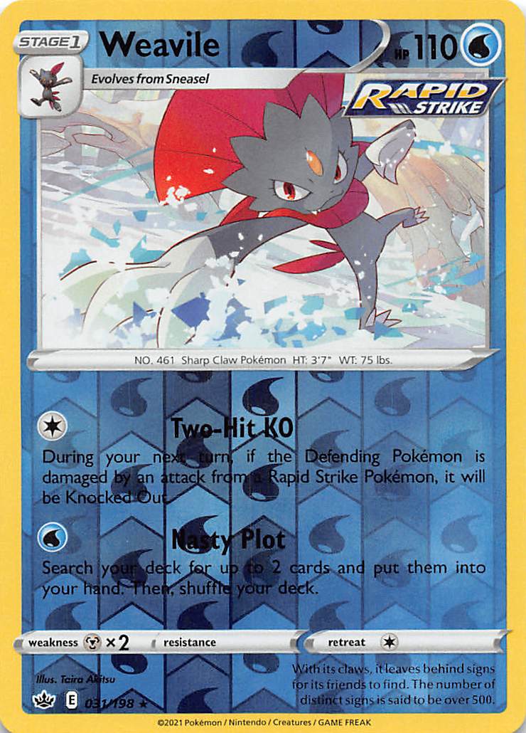 Weavile 031  - Holofoil SWSH06 Chilling Reign - Holo Rare