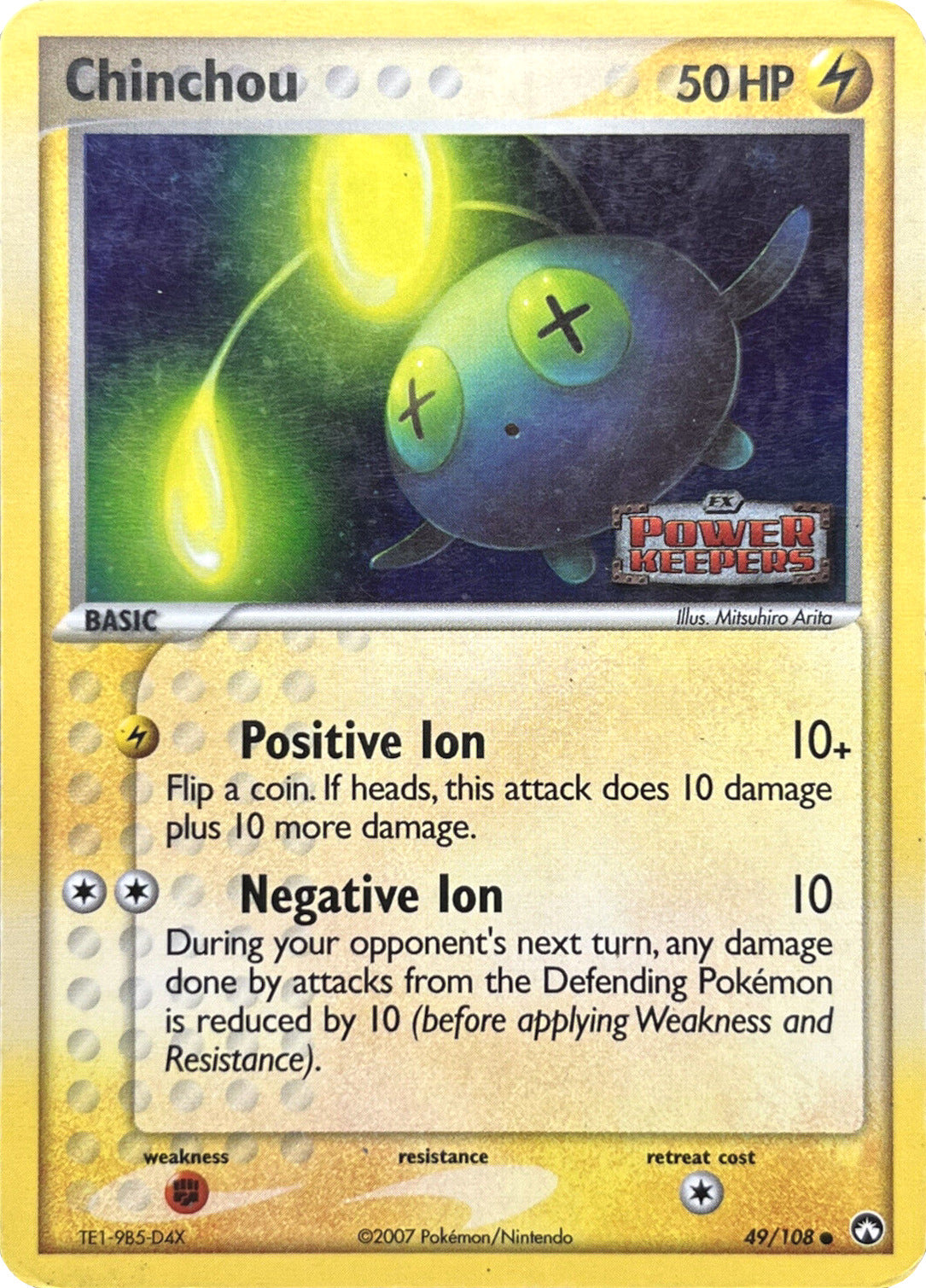 Chinchou 049  - Reverse Holofoil Power Keepers - Common