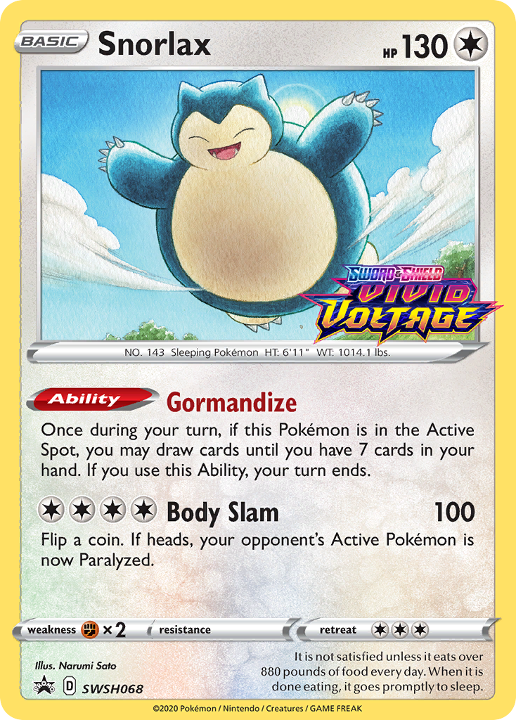Snorlax - SWSH068 (Prerelease)  - Holofoil SWSH Sword & Shield Promo Cards - Promo