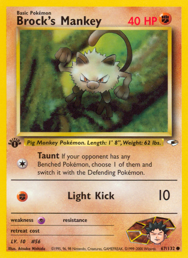 Brock's Mankey (67) 067  - 1st Edition Gym Heroes - Common