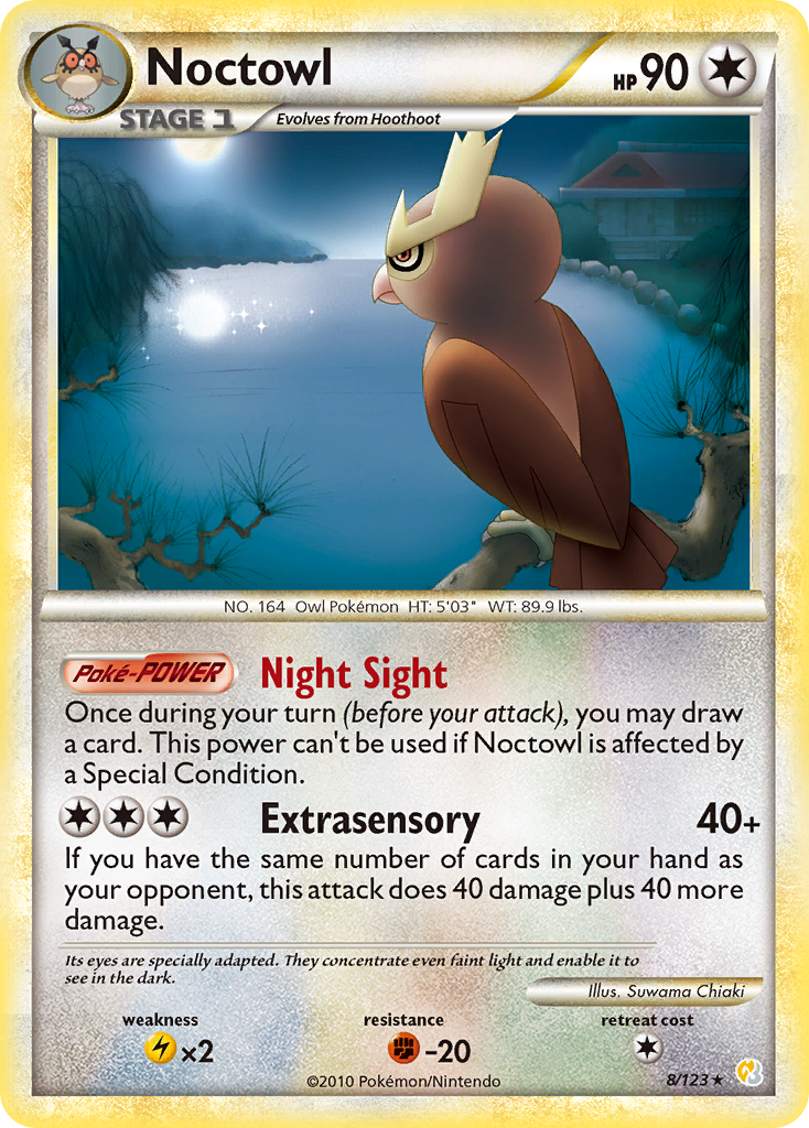 Noctowl 008  - Holofoil HeartGold SoulSilver - Holo Rare
