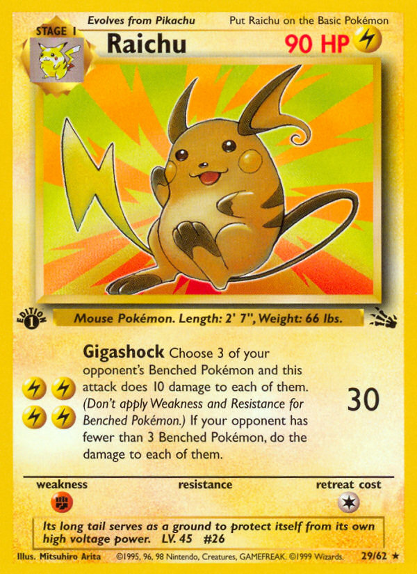 Raichu (29) 029  - 1st Edition Fossil - Rare